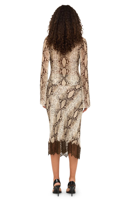 Briva Skirt Snake Print Natural Multi - Ronny Kobo
