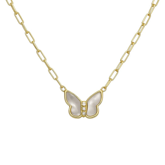 Flutura Mop Butterfly Gold Plated Necklace - Bara Boheme