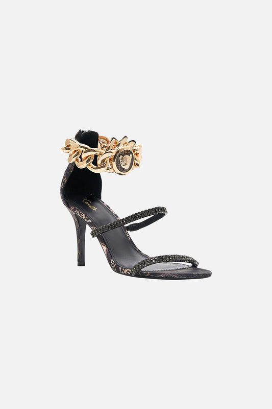 Saskia Chain Anklet High Heel Sandal Nouveau Noir - CAMILLA
