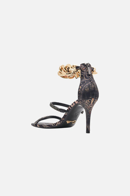 Saskia Chain Anklet High Heel Sandal Nouveau Noir - CAMILLA