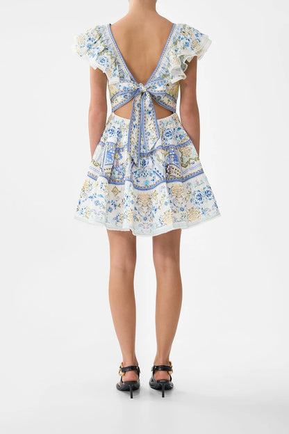 Tiered Short Dress With Neck Frill My Homespun Heart - Camilla