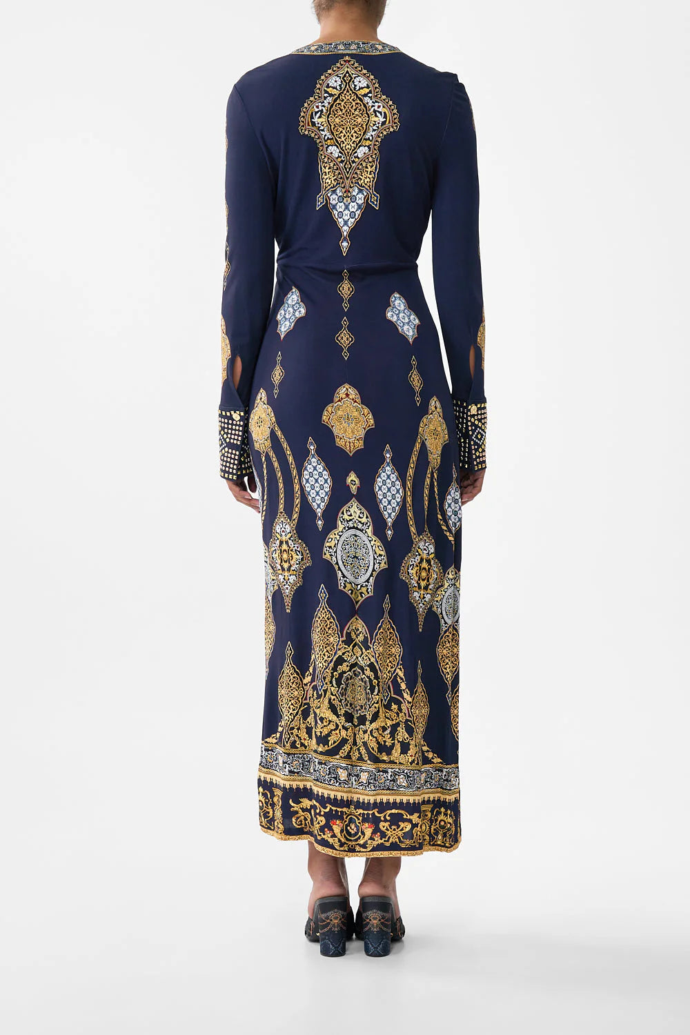 Long V Neck Twist Front Jersey Dress Imperial Gate - Camilla