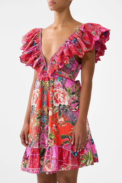 Short Frill Neck Dress Heirloom Empire - Camilla