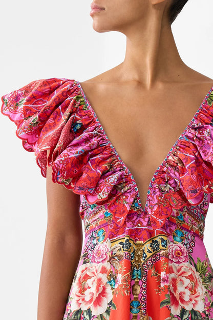 Short Frill Neck Dress Heirloom Empire - Camilla