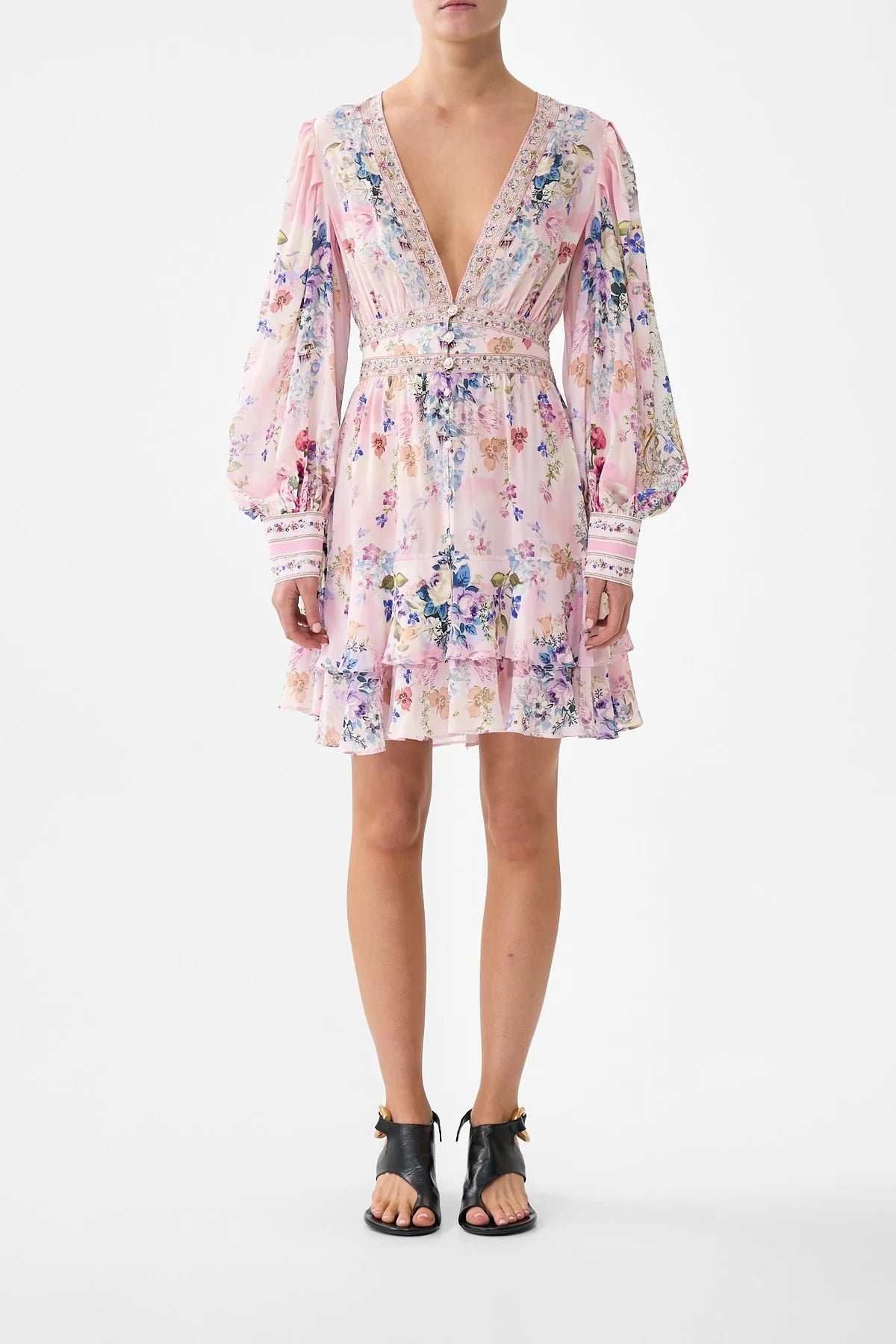 Button Front Frill Dress Palatial Pastels - Camilla