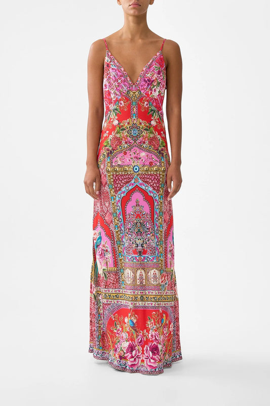 V-Neck Full Length Bias Slip Dress Heirloom Empire - Camilla