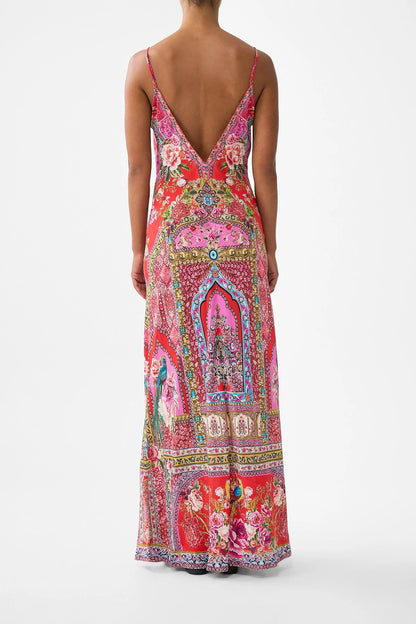 V-Neck Full Length Bias Slip Dress Heirloom Empire - Camilla