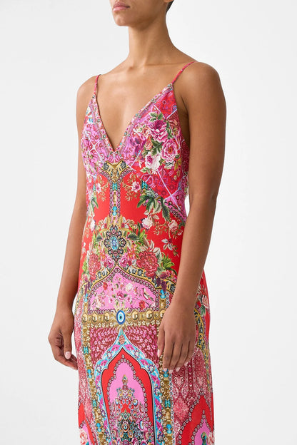 V-Neck Full Length Bias Slip Dress Heirloom Empire - Camilla