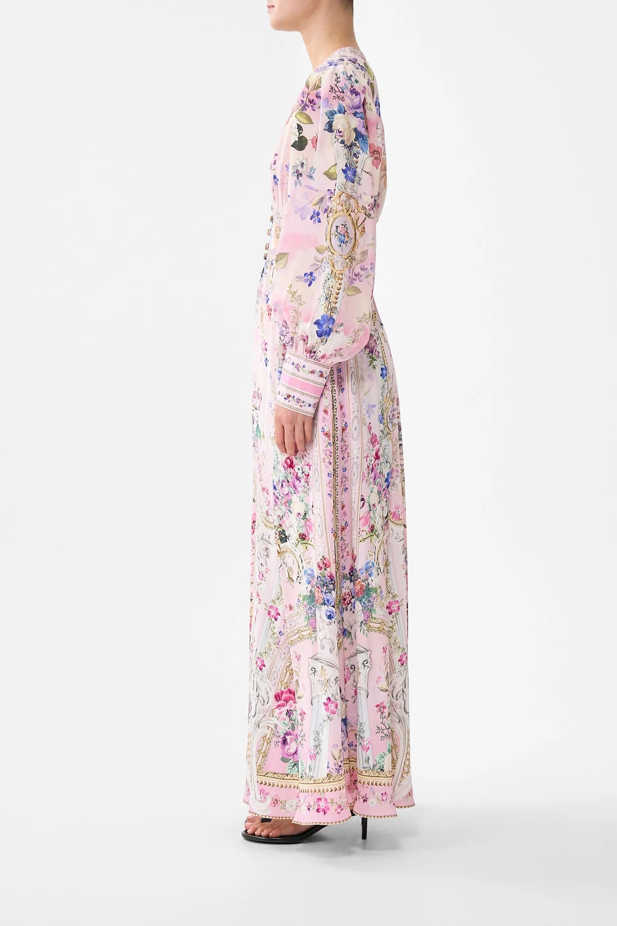 Shaped Waistband Dress With Gathered Sleeves Palatial Pastels - Camilla