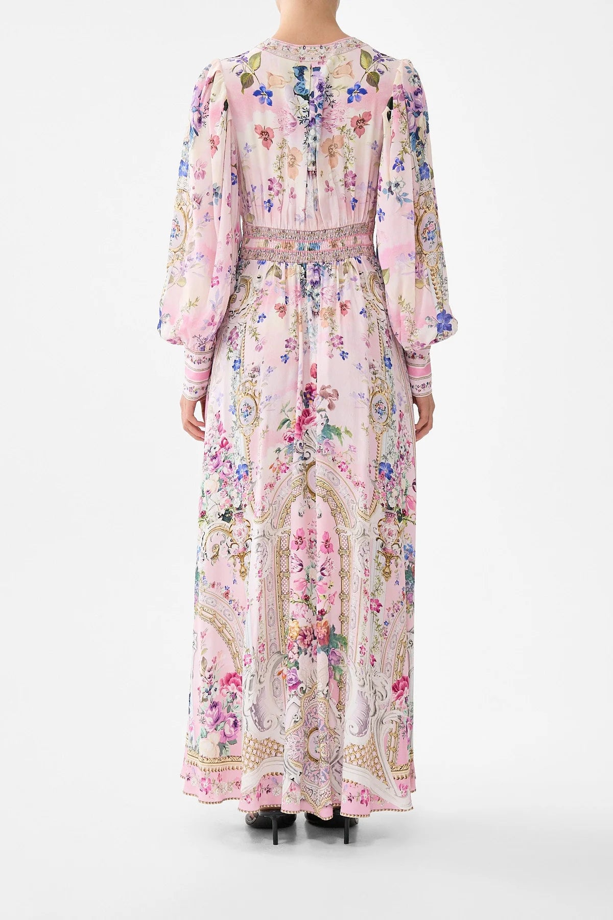 Shaped Waistband Dress With Gathered Sleeves Palatial Pastels - Camilla