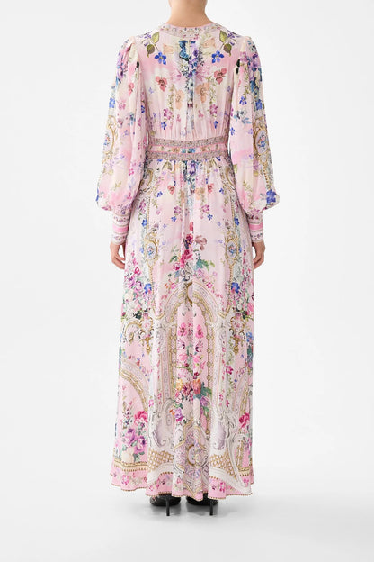 Shaped Waistband Dress With Gathered Sleeves Palatial Pastels - Camilla