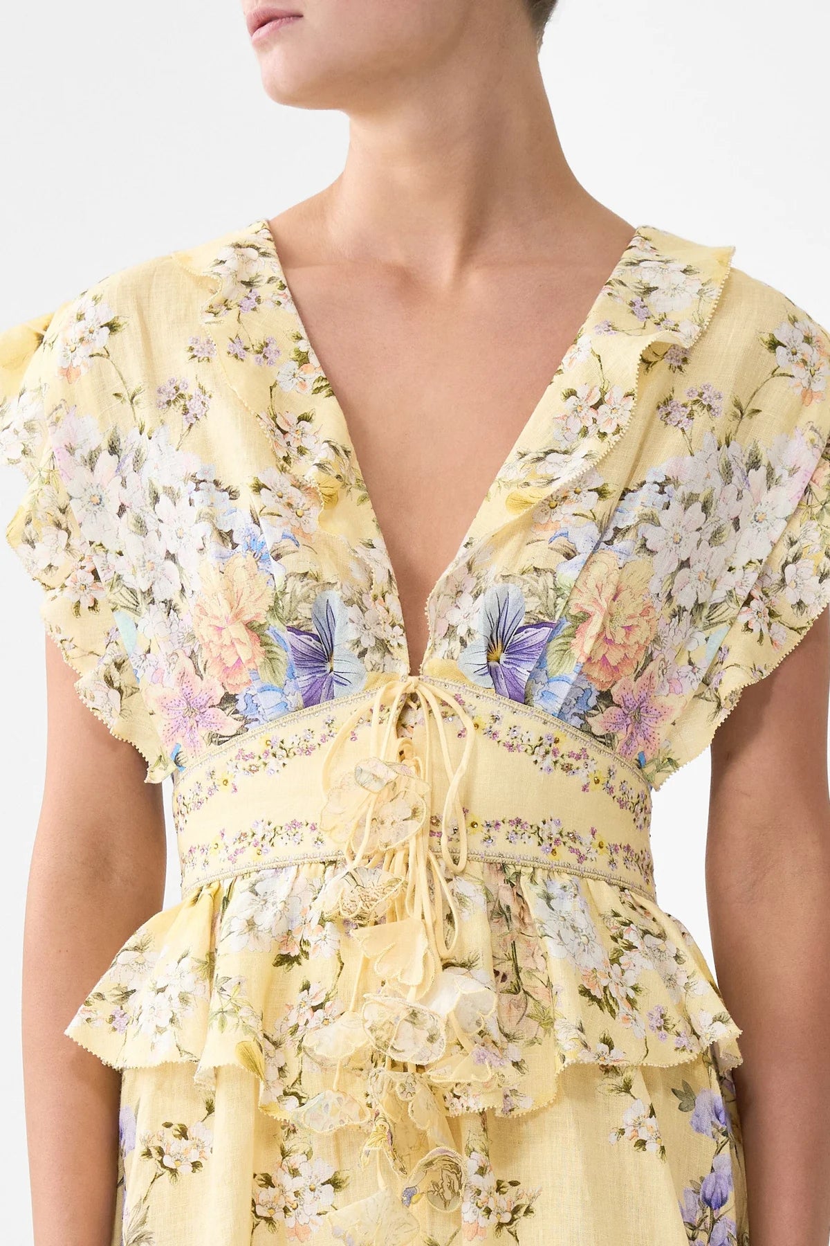 Waisted Short Dress With Ruffle Details Darling Buds - Camilla