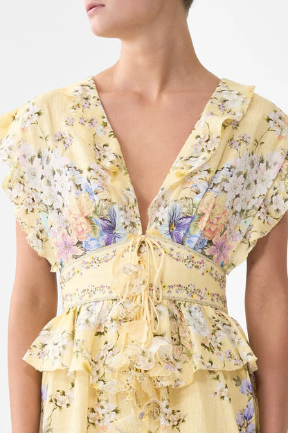 Waisted Short Dress With Ruffle Details Darling Buds - Camilla