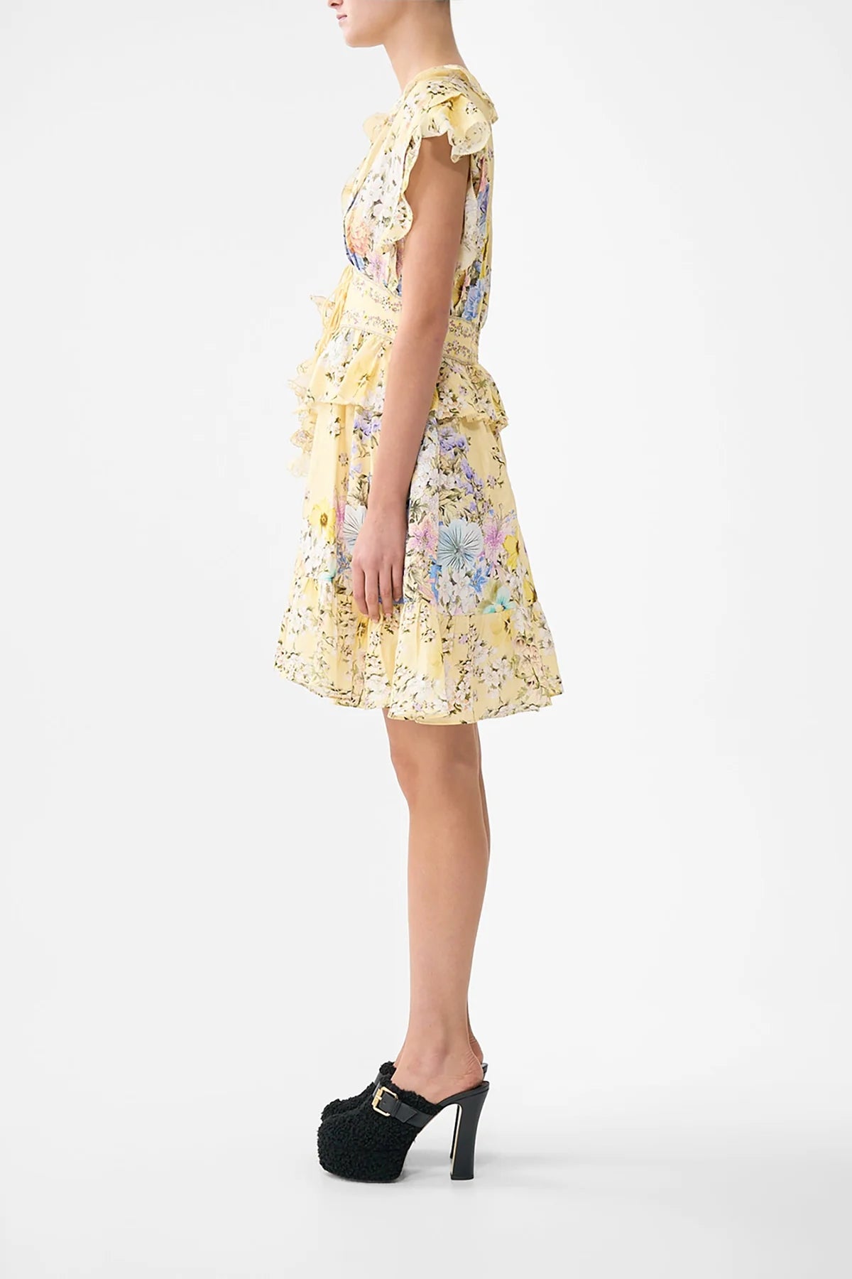 Waisted Short Dress With Ruffle Details Darling Buds - Camilla