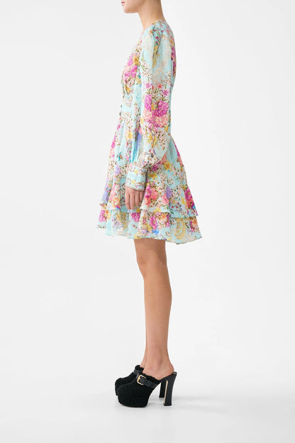 Button Front Frill Dress Bazaar Blooms - Camilla