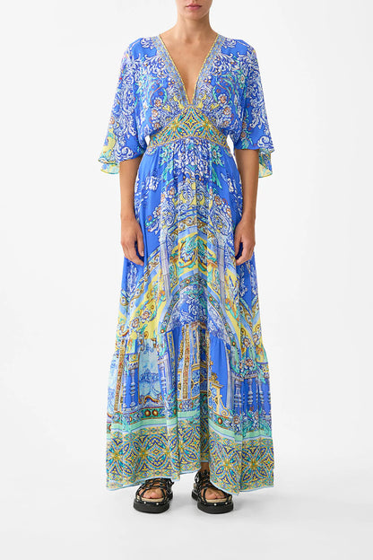 Waisted Dress With Hem Ruffle Beneath The Andalusian Sun - Camilla