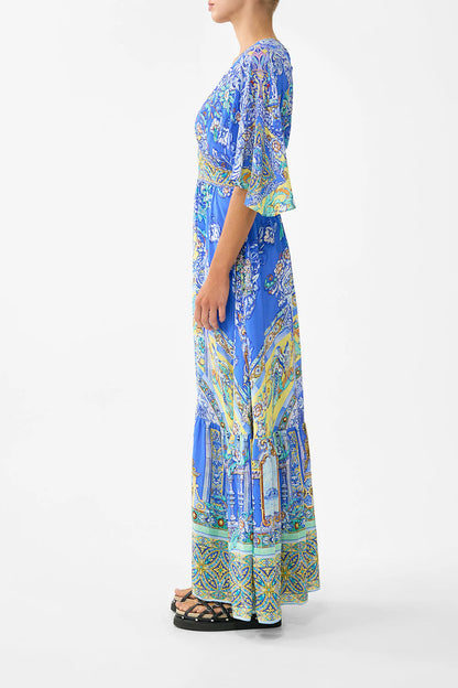 Waisted Dress With Hem Ruffle Beneath The Andalusian Sun - Camilla