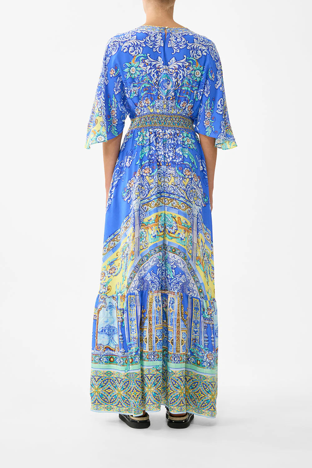 Waisted Dress With Hem Ruffle Beneath The Andalusian Sun - Camilla