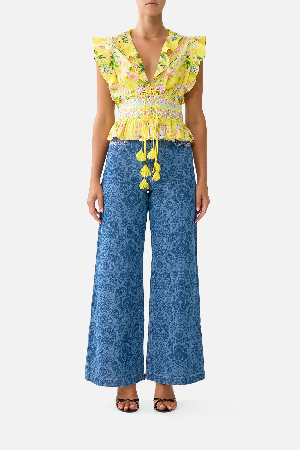 Tie Front Top With Ruffles Lady Limonada - Camilla