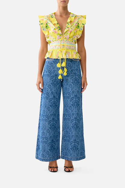 Tie Front Top With Ruffles Lady Limonada - Camilla