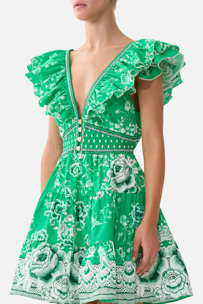 Tiered Short Dress With Neck Frill Sacromonte Señorita - Camilla