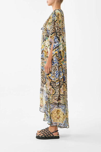 Lace Up Kaftan With Hem Ruffle Sevillian Style - Camilla