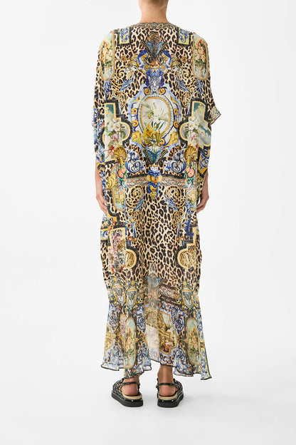 Lace Up Kaftan With Hem Ruffle Sevillian Style - Camilla