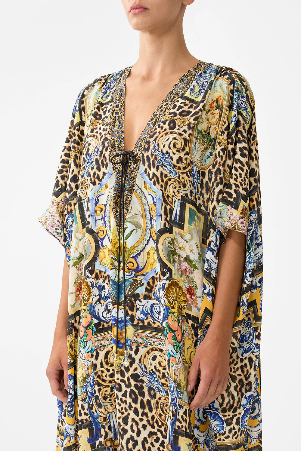 Lace Up Kaftan With Hem Ruffle Sevillian Style - Camilla