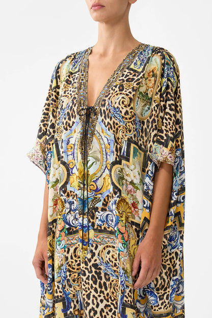 Lace Up Kaftan With Hem Ruffle Sevillian Style - Camilla