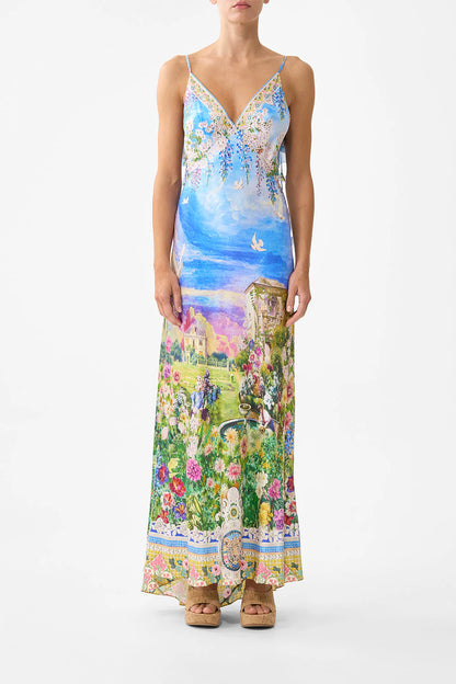 V Neck Bias Slip Dress With Back Frill Navás Nouveau - Camilla