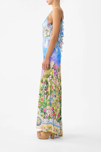 V Neck Bias Slip Dress With Back Frill Navás Nouveau - Camilla
