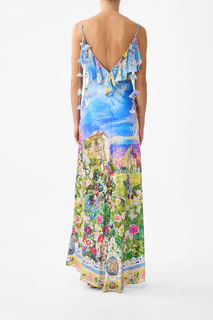 V Neck Bias Slip Dress With Back Frill Navás Nouveau - Camilla