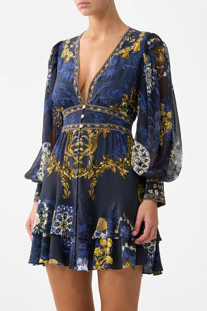 Button Front Frill Dress Notes From The Blue Room - Camilla
