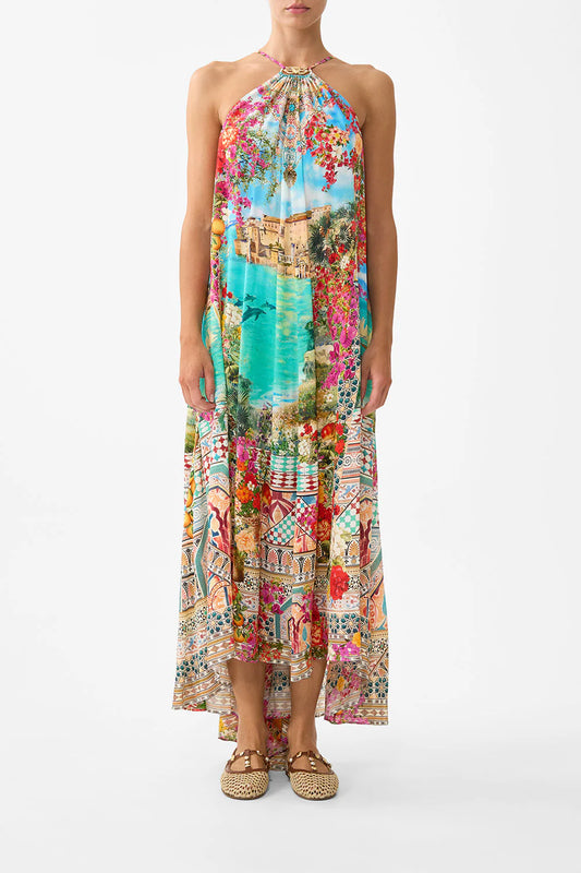 Gather Neck Hardware Maxi Dress Meet Me In Mallorca - Camilla