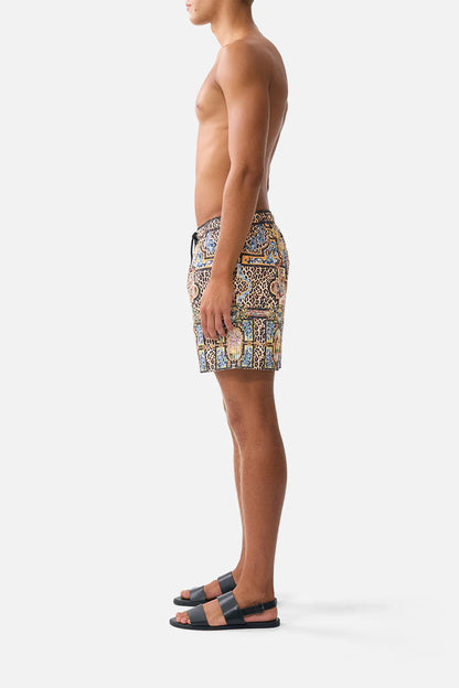 Mid Length Boardshort With Elastic Waist Sevillian Style - Camilla