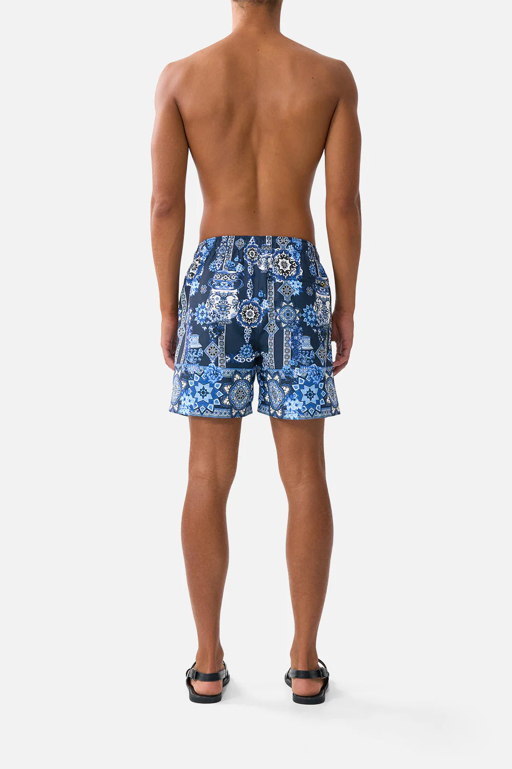 Mid Length Boardshort With Elastic Waist A Tiled Wonderland - Camilla