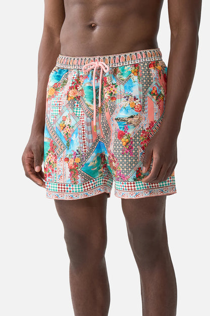 Mid Length Boardshort With Elastic Waistband Meet Me In Mallorca - Camilla