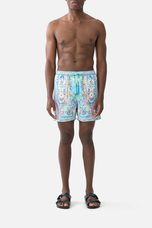 Mid Length Boardshort With Elastic Waist Midsummer Mosaic - Camilla