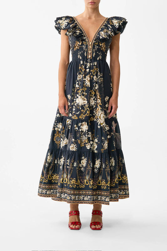 Tiered Dress With Neck Frill Flamenco Folklore - Camilla