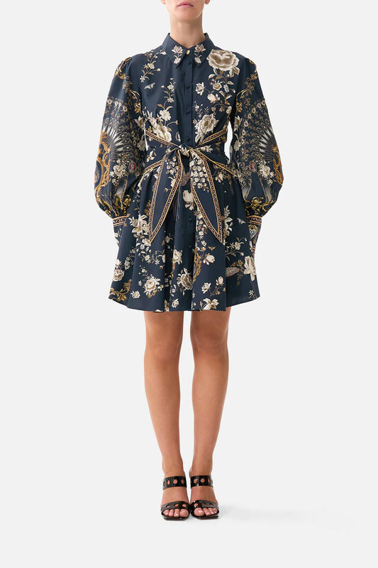 Short Waist Tie Shirt Dress Flamenco Folklore - Camilla