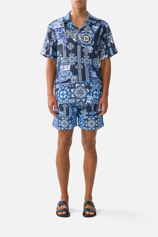 Short Sleeve Cabana Shirt A Tiled Wonderland - Camilla