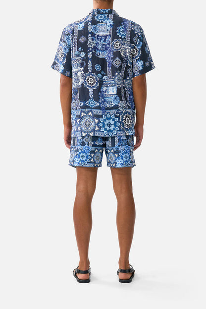 Short Sleeve Cabana Shirt A Tiled Wonderland - Camilla