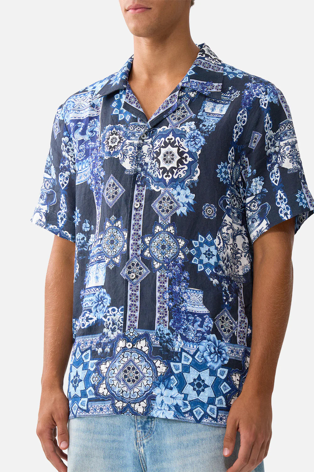 Short Sleeve Cabana Shirt A Tiled Wonderland - Camilla