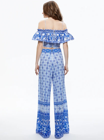 Athena Wide Leg Pant Greek Tile - Alice + Olivia