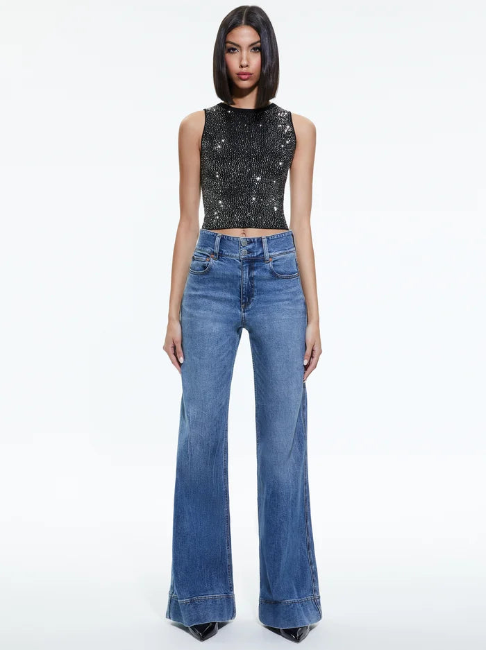 Darina Embellished Cropped Tank - Alice + Olivia