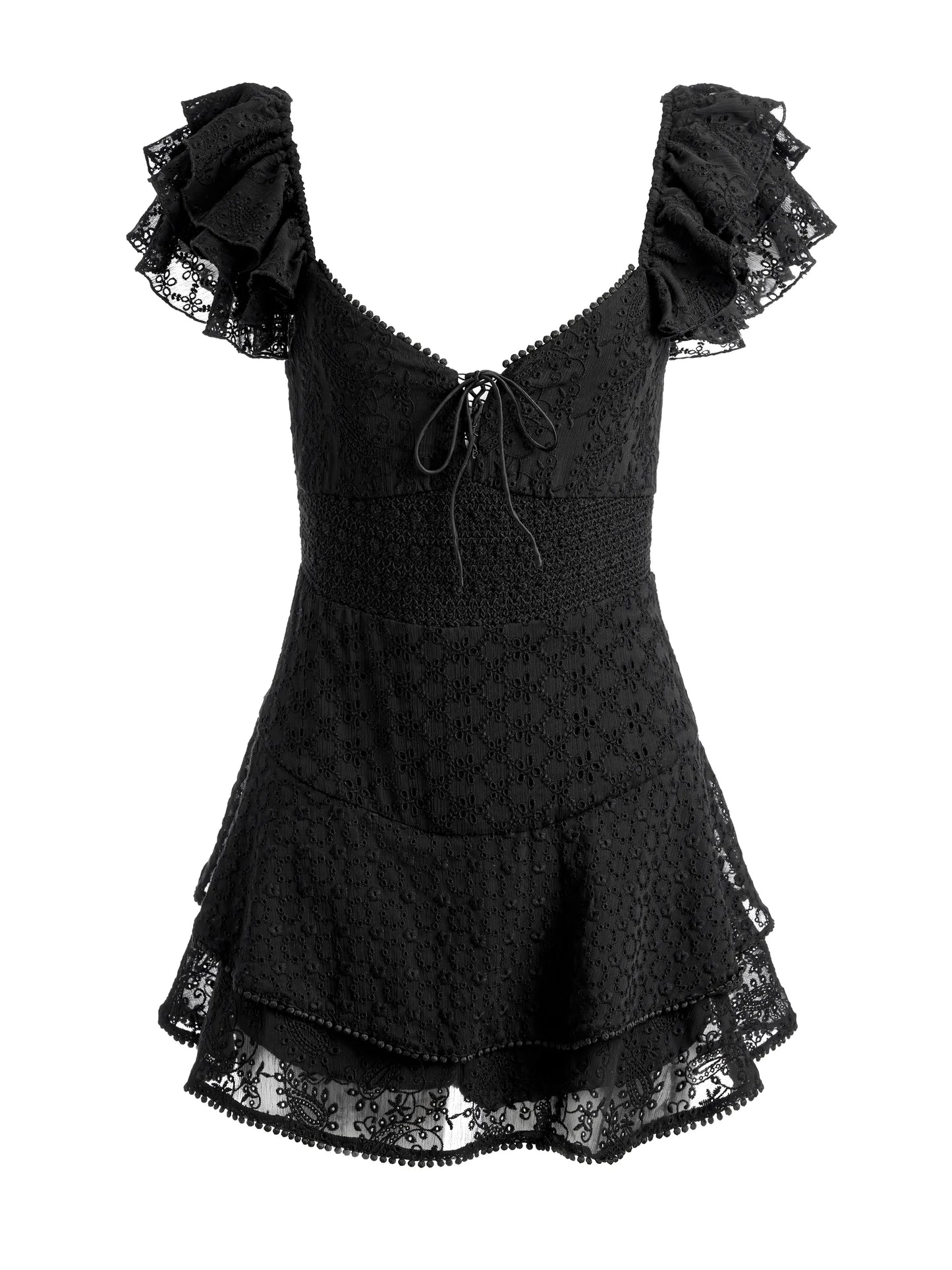 Hartford Smocked Bustier Romper Black - Alice + Olivia