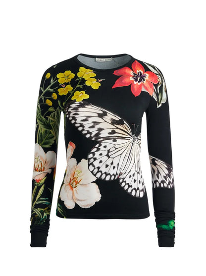 Delaina Long Sleeve Crop Top Essential Floral - Alice & Olivia