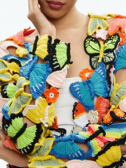 Fawn Butterfly Crochet Cardigan Multi - Alice + Olivia