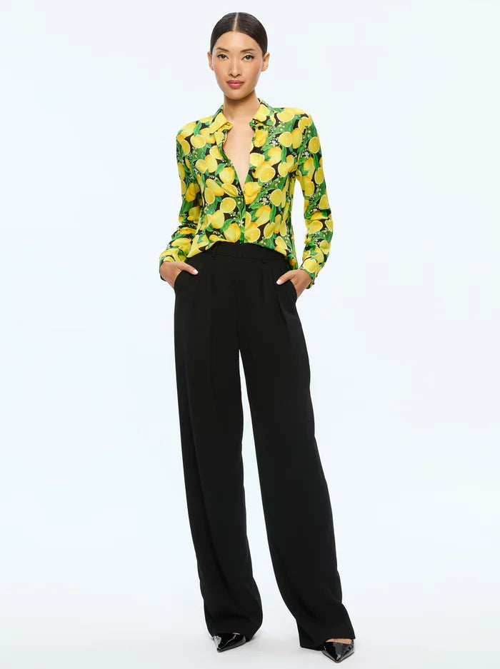 Willa Placket Top Lemon Tree - Alice + Olivia