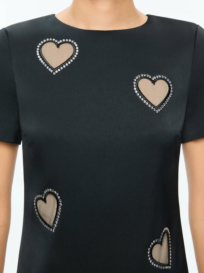 Clyde Embellished Shift Dress Black - Alice + Olivia